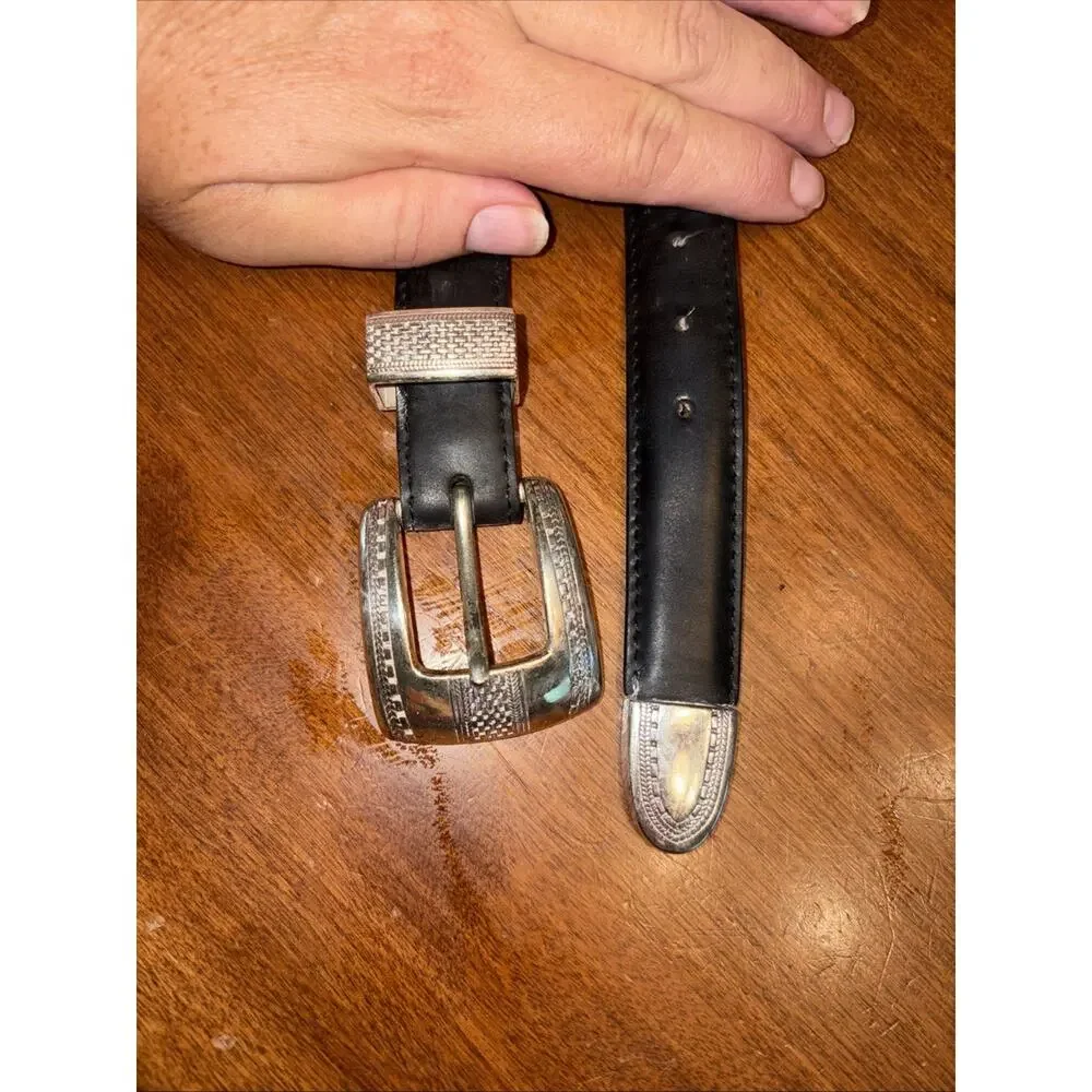 Onyx By Brighton Black Leather Pattern 46 Full Grain Leather Belt